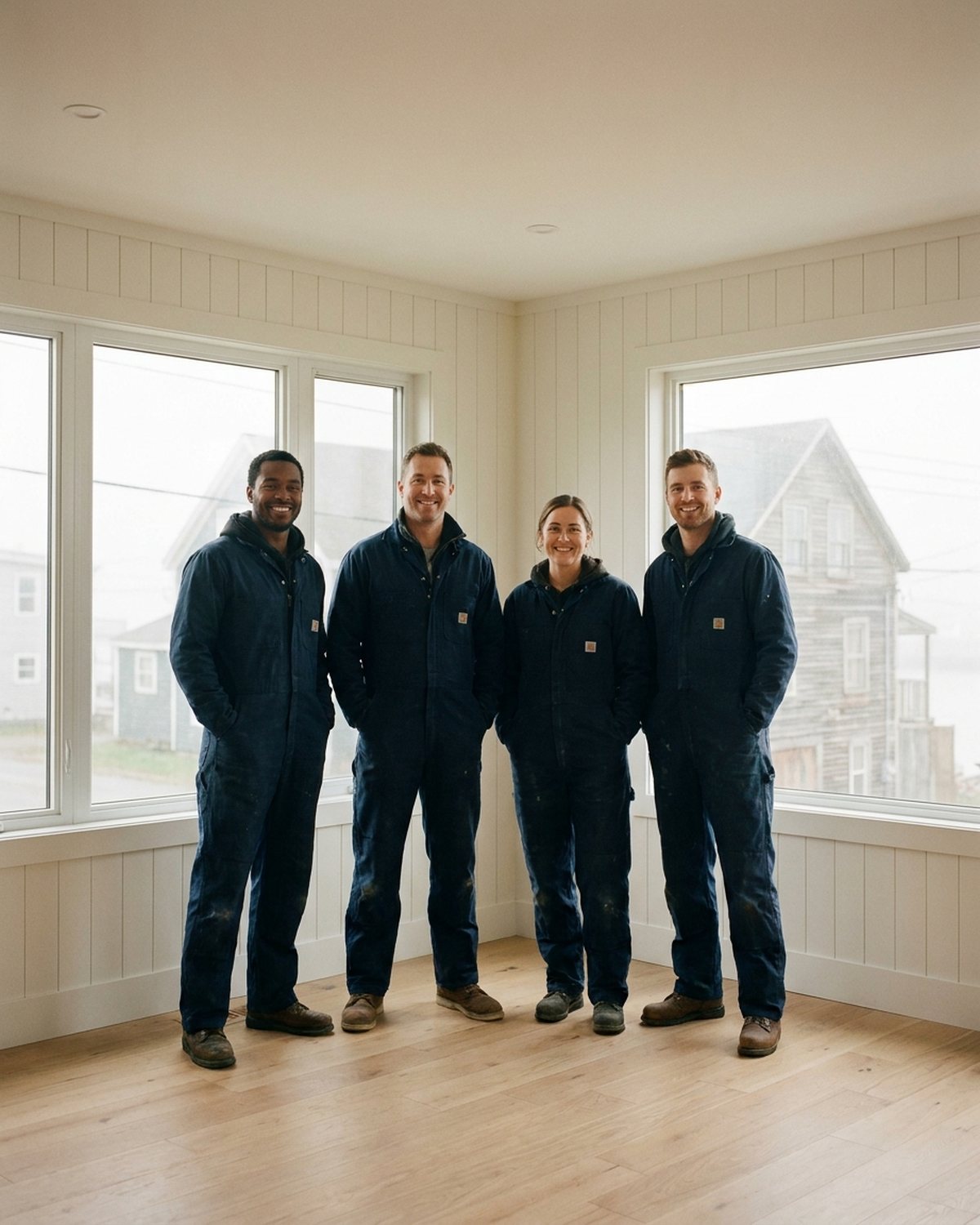 The JAZ Renovations and Paint Guys crew on a job site